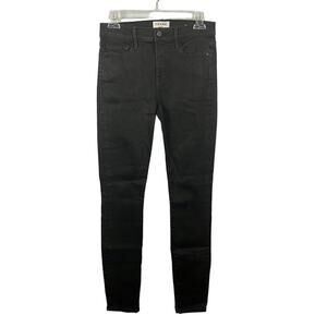 Frame le skinny de jeanne coated black denim jeans size 28
